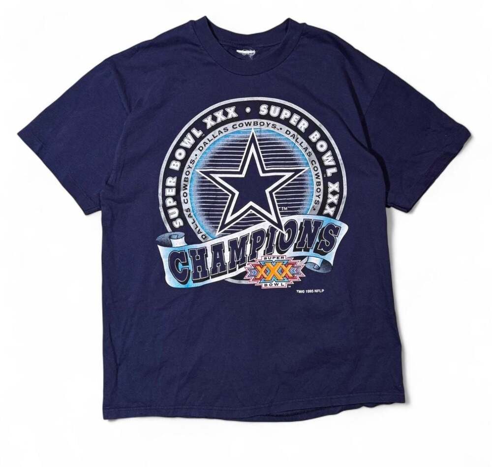 Vintage 1995 Dallas Cowboys Super Bowl XXX Champions T-Shirt - Size L